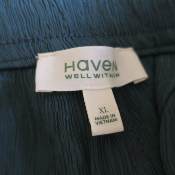 Haven Well Within Blue Textured Drawstring Naia Straight Leg Ankle Pants XL - Picture 3 of 5
